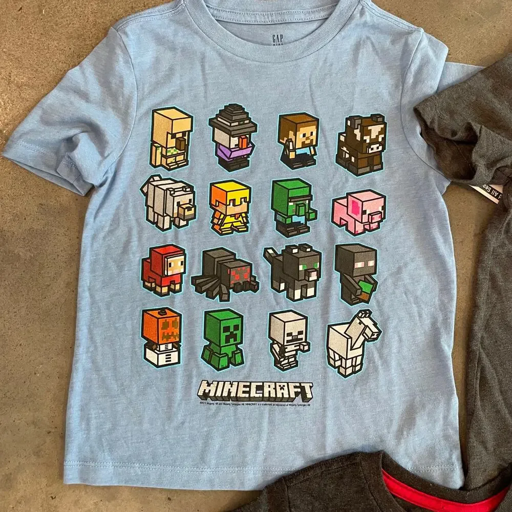 Gap kids Minecraft blue tee old navy gray pokemon Ninja tshirt boys size XS 4/5
